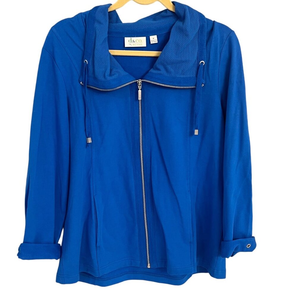 D&Co Active Womens Blue Zip-Up Hoodie Jacket Size M